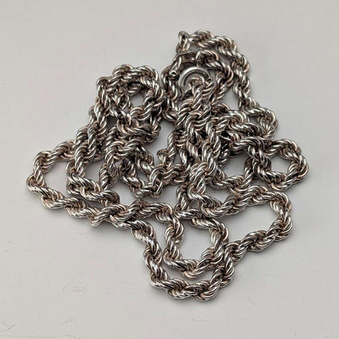 British Vintage Sterling Silver Twist Chain Necklace, 60cm, 15.7g