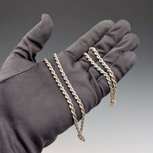 British Vintage Sterling Silver Twist Chain Necklace, 60cm, 15.7g