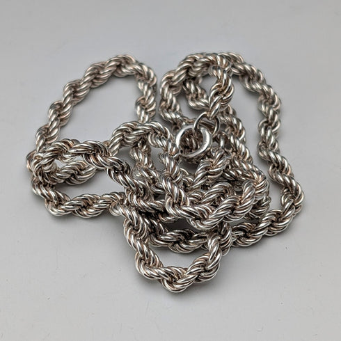 British Vintage Sterling Silver Twist Chain Necklace 45cm 9g GHG