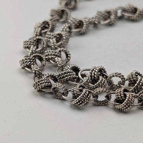 Vintage 800 Sterling Silver Knot Chain Necklace & Bracelet, Total 63g
