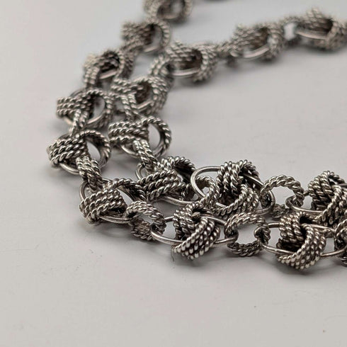 Vintage 800 Sterling Silver Knot Chain Necklace & Bracelet, Total 63g