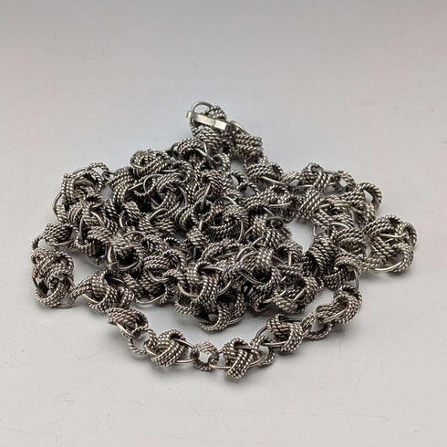 Vintage 800 Sterling Silver Knot Chain Necklace & Bracelet, Total 63g