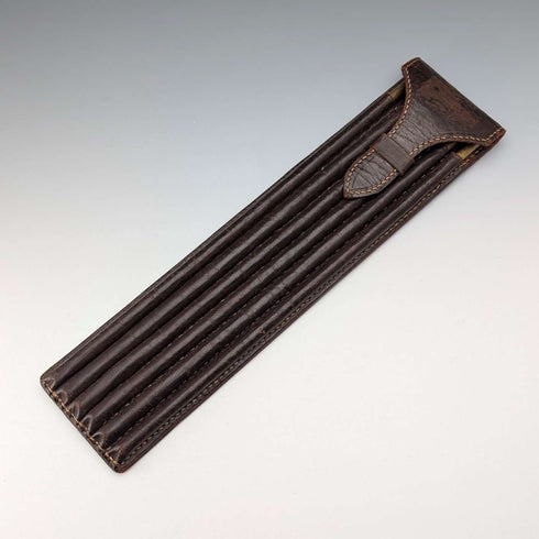 【On Hold】Antique Brass & Boxwood Barrel Measure with Leather Case