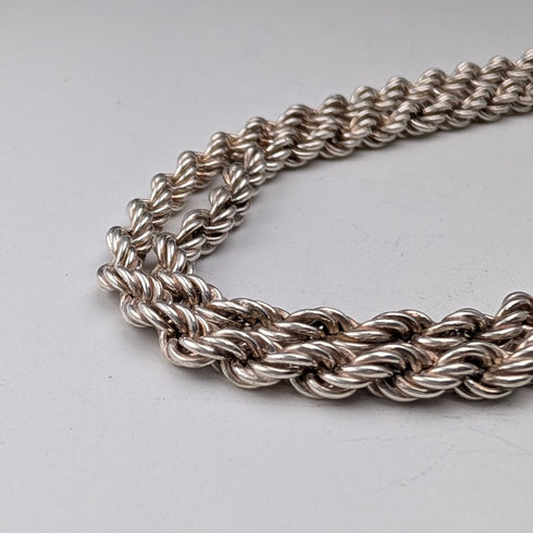 British Vintage Sterling Silver Twist Chain Necklace 45cm 9g GHG