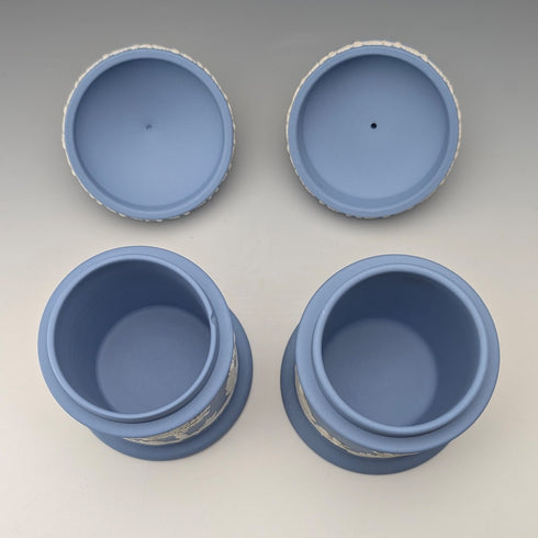 英国ヴィンテージ ウェッジウッド ジャスパーウェア製 ティーキャディーボックスペア