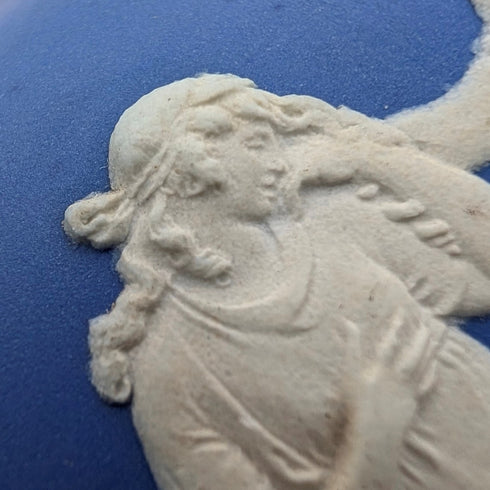 英国アンティーク ウェッジウッド ティーポット ジャスパーウェア ロイヤルブルー 金属蓋