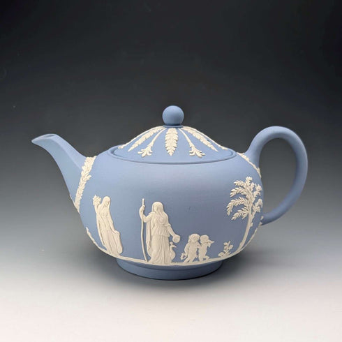 英國復古韋奇伍德茶壺 Jasperware 淡藍色