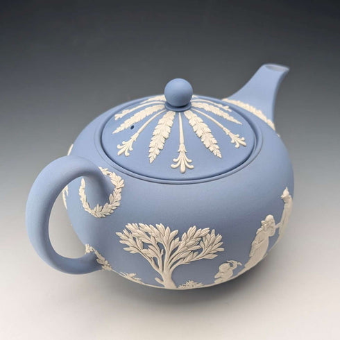 英國復古韋奇伍德茶壺 Jasperware 淡藍色