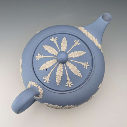 英國復古韋奇伍德茶壺 Jasperware 淡藍色