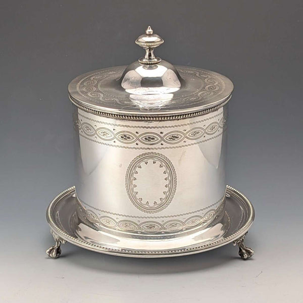 1875年左右 英國古董 銀器製 餅乾桶 George Goodfellow&Sons