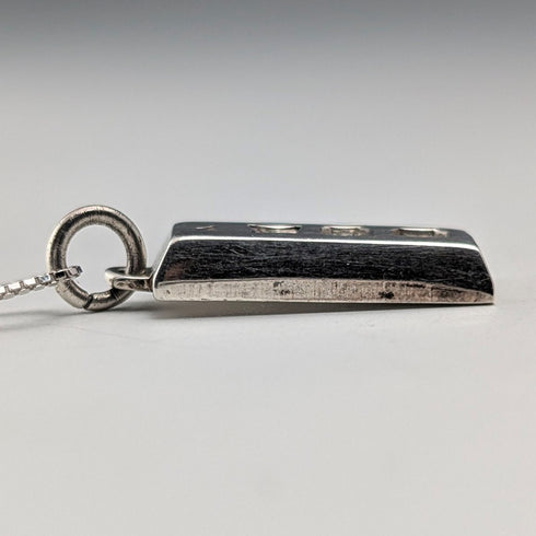 1979年 英國復古 純銀製 小型銀錠吊墜附純銀項鍊 總重4.4g