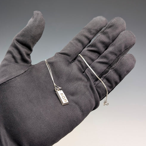 1979年 英國復古 純銀製 小型銀錠吊墜附純銀項鍊 總重4.4g