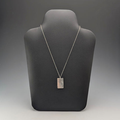 1981年 英國 純銀製 薄型錠狀吊墜附純銀項鍊 總重6g