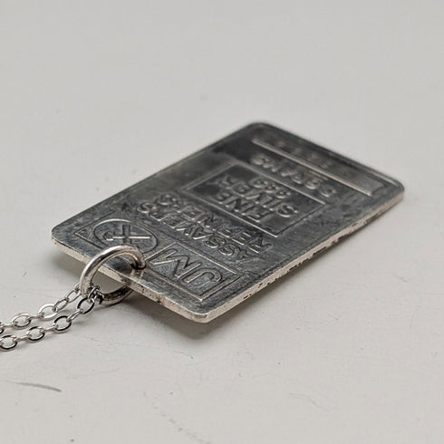 1981年 英國 純銀製 薄型錠狀吊墜附純銀項鍊 總重6g