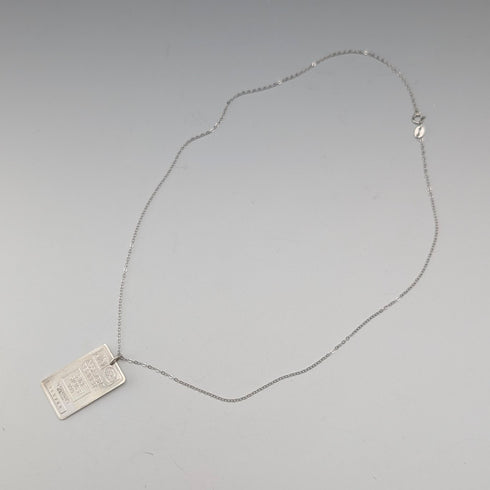 1981年 英國 純銀製 薄型錠狀吊墜附純銀項鍊 總重6g