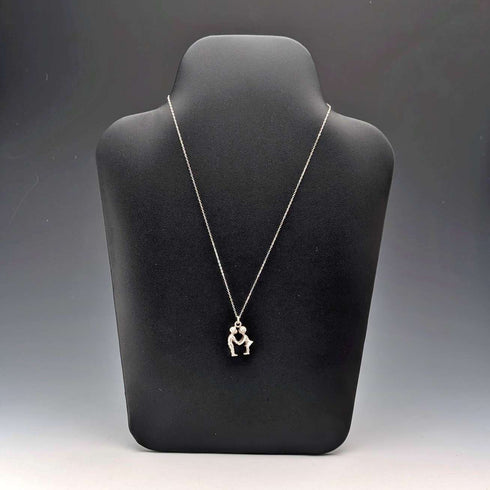 Vintage Boy & Girl Silver Charm Pendant with Pure Silver Necklace Total 6.2g