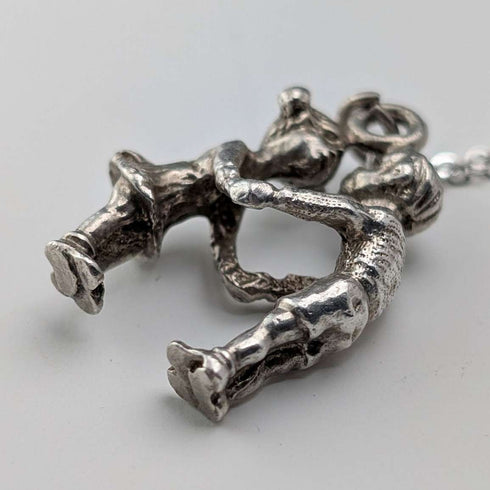 Vintage Boy & Girl Silver Charm Pendant with Pure Silver Necklace Total 6.2g