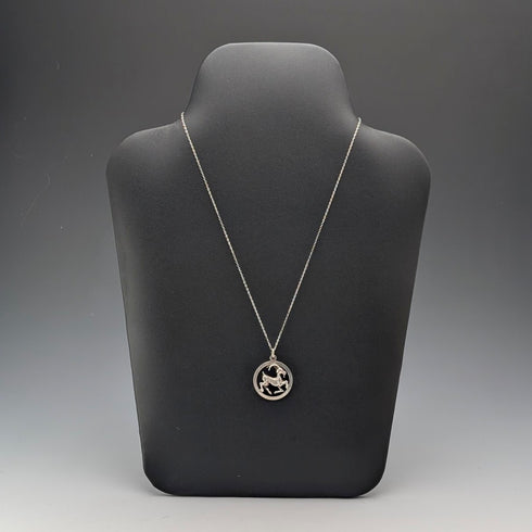 復古男孩與女孩銀質吊飾附純銀項鍊 總重6.8g