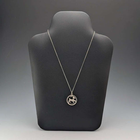 Vintage Boy & Girl Silver Charm Pendant with Pure Silver Necklace Total 6.8g