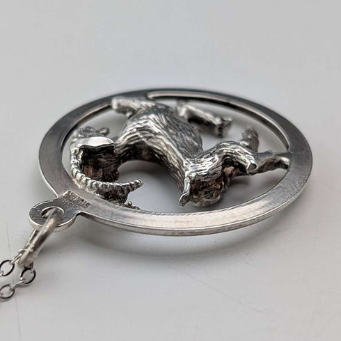 Vintage Boy & Girl Silver Charm Pendant with Pure Silver Necklace Total 6.8g
