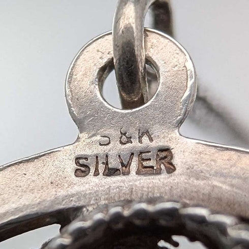 Vintage Boy & Girl Silver Charm Pendant with Pure Silver Necklace Total 6.8g