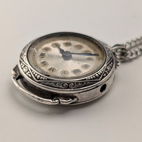 英國復古 純銀錶殼女士手錶吊墜 附純銀項鍊