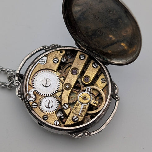 英國復古 純銀錶殼女士手錶吊墜 附純銀項鍊