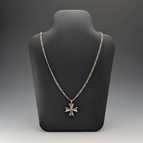 英国復古 純銀製馬爾他十字型墜飾 附純銀項鍊 總重14.3g