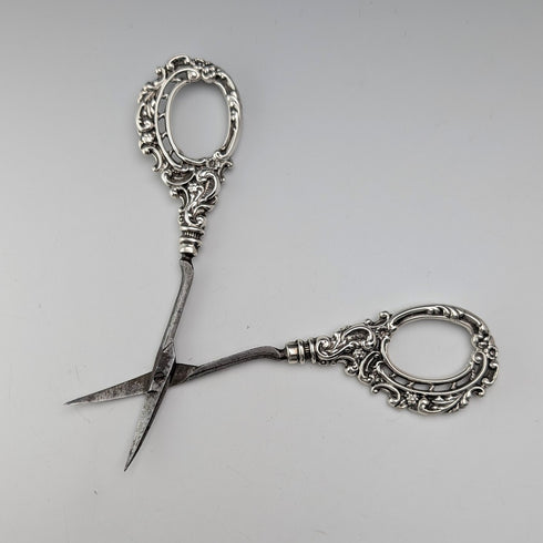 英国古董 純銀製手柄 修容剪刀 Levi & Salaman