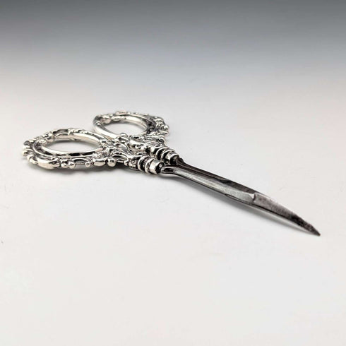 British Antique Pure Silver Handle Grooming Scissors Levi & Salaman