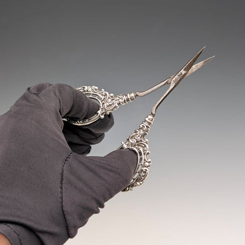 英国古董 純銀製手柄 修容剪刀 Levi & Salaman