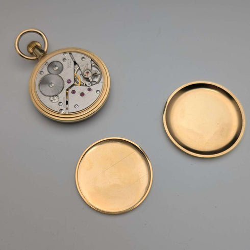 Circa 1960s Antique Swiss RONE Pocket Watch Gold-Plated Open Face Works Well