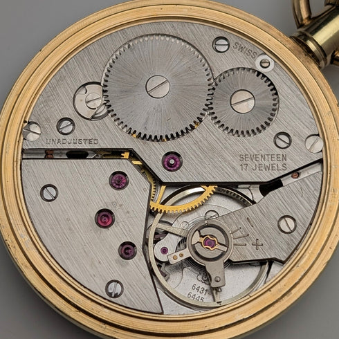 1960年代頃 アンティーク スイスRONE 懐中時計 金張りオープンフェース 動作良好