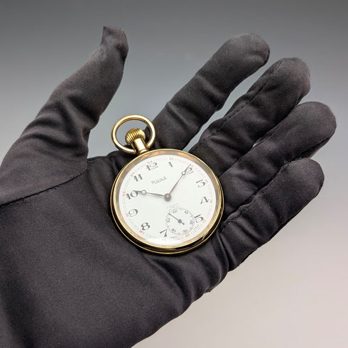 1960年代頃 アンティーク スイスRONE 懐中時計 金張りオープンフェース 動作良好