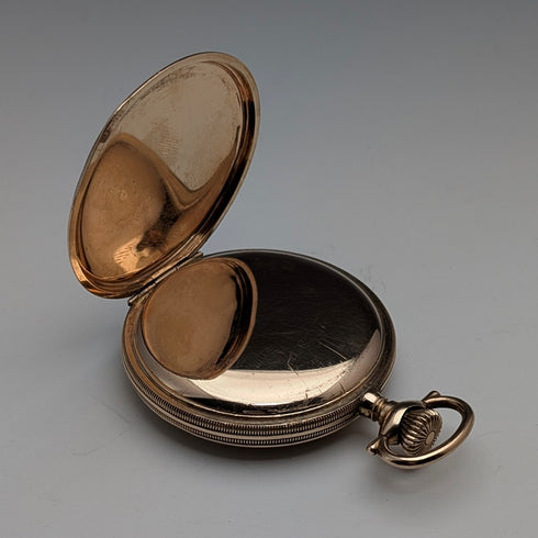 1913 US Antique Elgin Pocket Watch Gold Plated Hunter Case Works Well