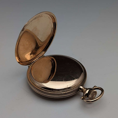 1913 US Antique Elgin Pocket Watch Gold Plated Hunter Case Works Well