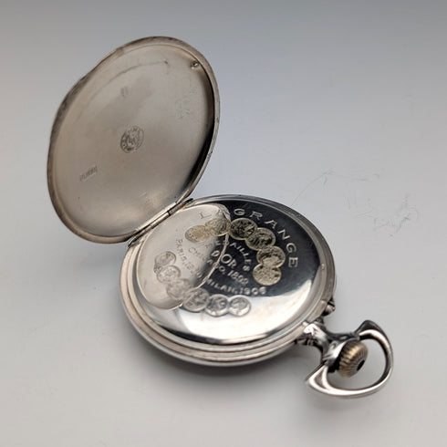 Circa 1900 Antique Lagrange Pocket Watch 800 Silver Case Open Face Works Well