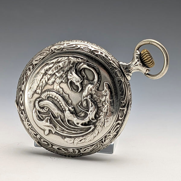 19世紀末 アンティーク LABRADOR(オメガ) 懐中時計 浮彫り彫刻 オープンフェース 動作良好