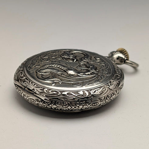 19世紀末 アンティーク LABRADOR(オメガ) 懐中時計 浮彫り彫刻 オープンフェース 動作良好