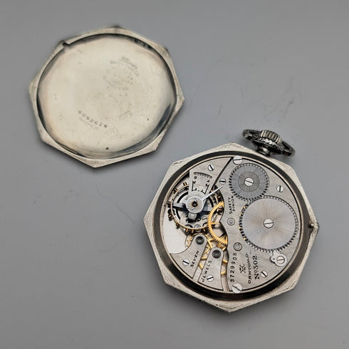 1918年左右 古董 Hampden 懷錶 金鍍八角形錶殼 運作良好