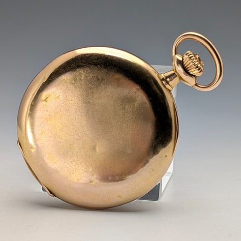 Zenith pocket watch, circa 1913, with dragon relief carving, 18k gold hunter case, in good working order.