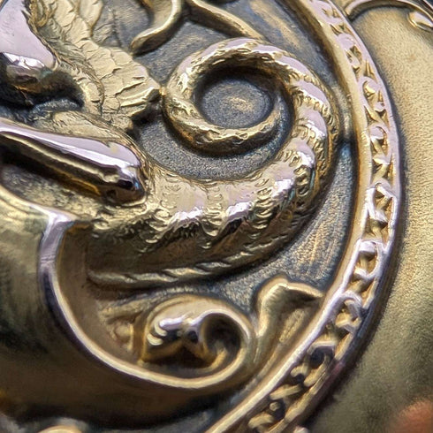 Zenith pocket watch, circa 1913, with dragon relief carving, 18k gold hunter case, in good working order.