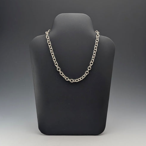 英國復古純銀甜甜圈鏈項鍊,搭配心形吊墜,45厘米,60克