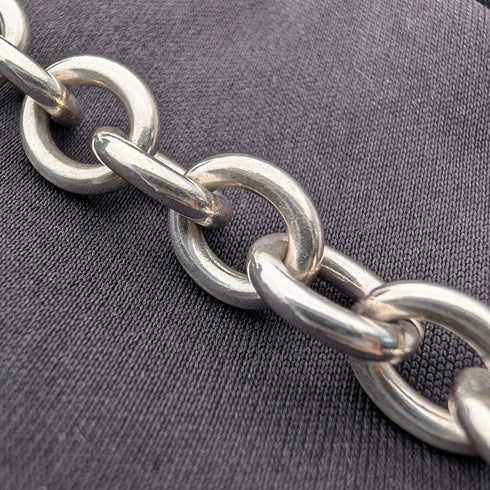 英國復古純銀甜甜圈鏈項鍊,搭配心形吊墜,45厘米,60克