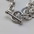 British Vintage Sterling Silver Donut Chain Necklace with Heart Charm, 45cm, 60g