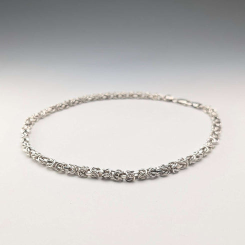 Vintage Sterling Silver Byzantine Chain Necklace, 46cm, 47g