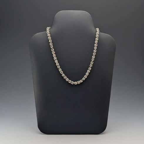 Vintage Sterling Silver Byzantine Chain Necklace, 46cm, 47g