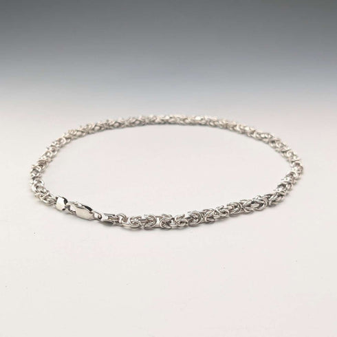 Vintage Sterling Silver Byzantine Chain Necklace, 46cm, 47g