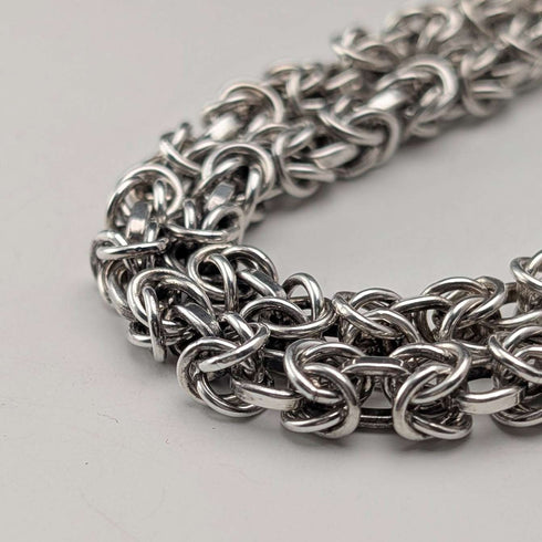 Vintage Sterling Silver Byzantine Chain Necklace, 46cm, 47g