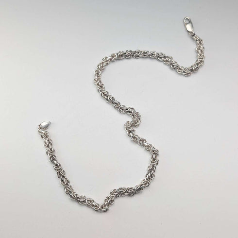 Vintage Sterling Silver Byzantine Chain Necklace, 46cm, 47g